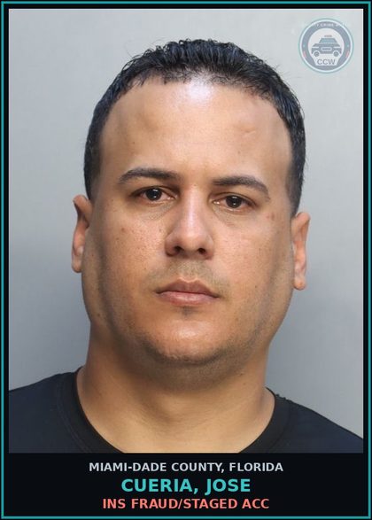 CCW arrest card for CUERIA, JOSE in Miami-Dade County: INC CLM/FLS/FRDLENT