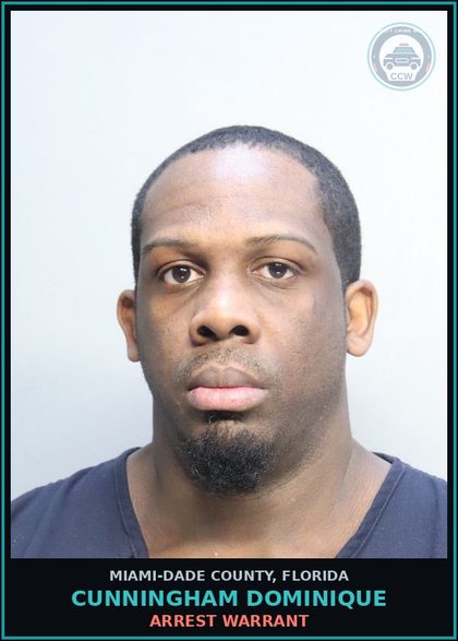 CCW arrest card for CUNNINGHAM DOMINIQUE in Miami-Dade County: ARREST WARRANT