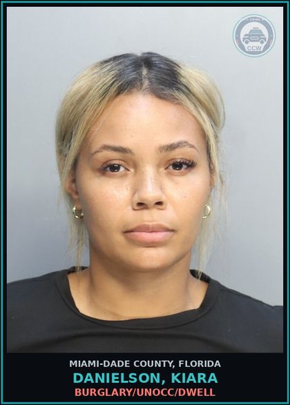 CCW arrest card for DANIELSON, KIARA in Miami-Dade County: BURGLARY/UNOCC/DWELL