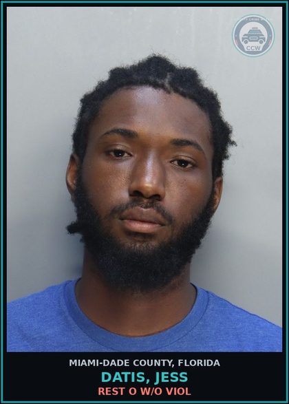 CCW arrest card for DATIS, JESS in Miami-Dade County: REST O W/O VIOL