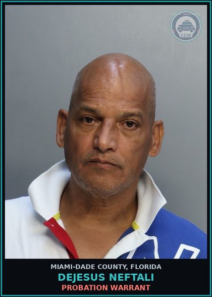CCW arrest card for DEJESUS NEFTALI in Miami-Dade County: PROBATION WARRANT