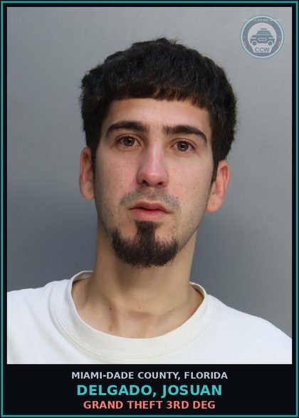CCW arrest card for DELGADO, JOSUAN in Miami-Dade County: GRAND THEFT 3RD DEG