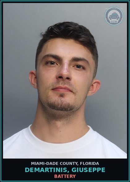 CCW arrest card for DEMARTINIS, GIUSEPPE in Miami-Dade County: BATTERY