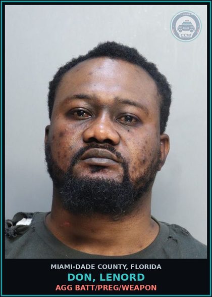 CCW arrest card for DON, LENORD in Miami-Dade County: BATT/DOM/STRANGLE
