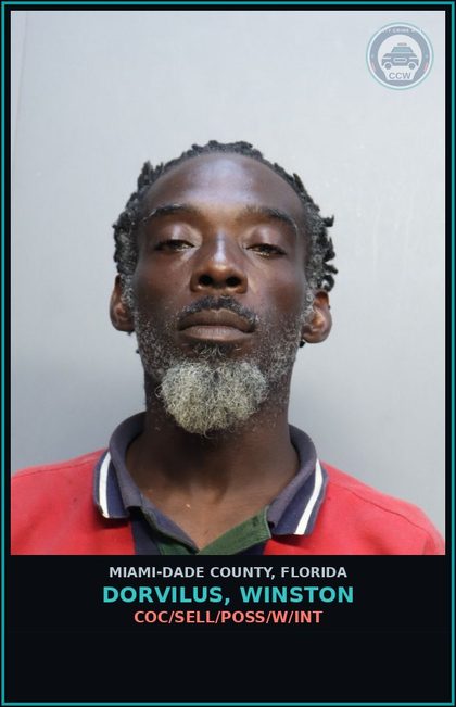 CCW arrest card for DORVILUS, WINSTON in Miami-Dade County: COC/SELL/POSS/W/INT