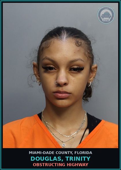 CCW arrest card for DOUGLAS, TRINITY in Miami-Dade County: OBSTRUCTING HIGHWAY