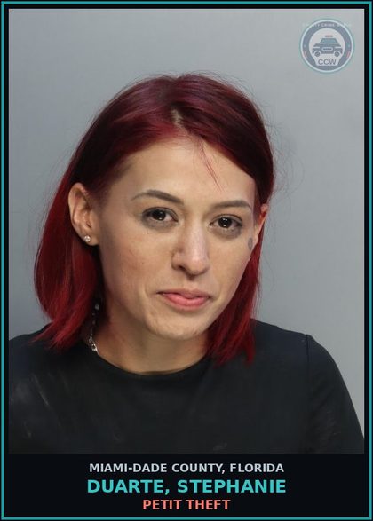 CCW arrest card for DUARTE, STEPHANIE in Miami-Dade County: PETIT THEFT