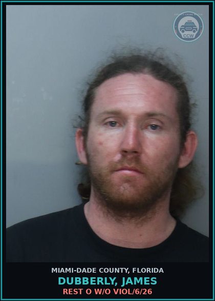CCW arrest card for DUBBERLY, JAMES in Miami-Dade County: REST O W/O VIOL/6/26
