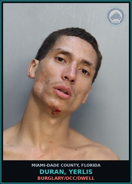 CCW arrest card for DURAN, YERLIS in Miami-Dade County: BURGLARY/OCC/DWELL