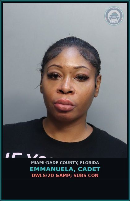 CCW arrest card for EMMANUELA, CADET in Miami-Dade County: DWLS/2D &amp; SUBS CON