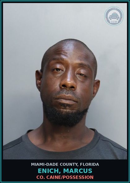CCW arrest card for ENICH, MARCUS in Miami-Dade County: COCAINE/POSSESSION