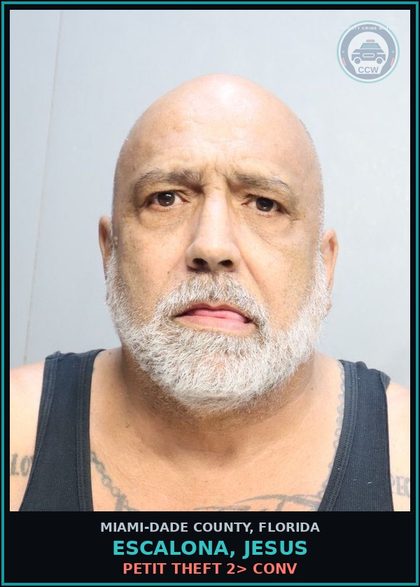 CCW arrest card for ESCALONA, JESUS in Miami-Dade County: PETIT THEFT 2> CONV