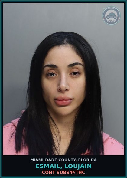 CCW arrest card for ESMAIL, LOUJAIN in Miami-Dade County: CONT SUBS/P/THC