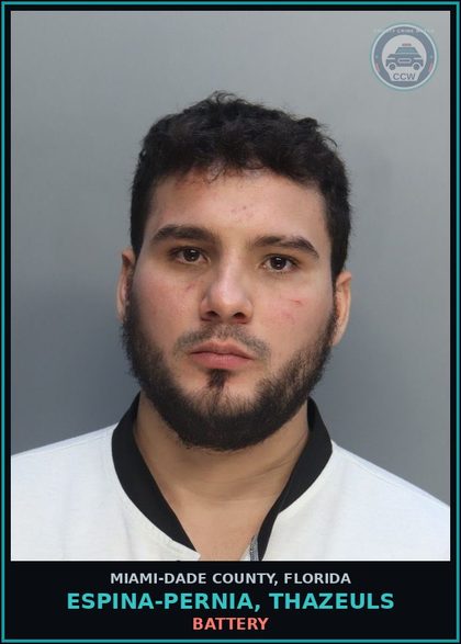 CCW arrest card for ESPINA-PERNIA, THAZEULS in Miami-Dade County: chld NEG GREAT BOD