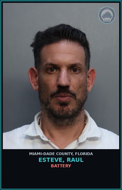 CCW arrest card for ESTEVE, RAUL in Miami-Dade County: BATTERY