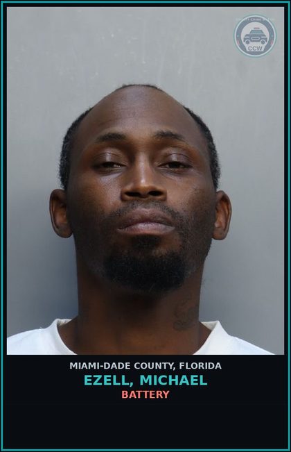 CCW arrest card for EZELL, MICHAEL in Miami-Dade County: BATT/DOM/STRANGLE