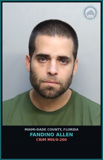 CCW arrest card for FANDINO ALLEN in Miami-Dade County: CRIM MIS/0-200
