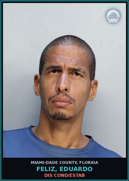 CCW arrest card for FELIZ, EDUARDO in Miami-Dade County: DIS COND/ESTAB
