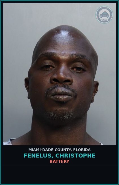 CCW arrest card for FENELUS, CHRISTOPHE in Miami-Dade County: BATTERY