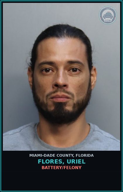 CCW arrest card for FLORES, URIEL in Miami-Dade County: BATTERY/FELONY