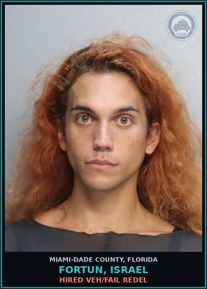 CCW arrest card for FORTUN, ISRAEL in Miami-Dade County: HIRED VEH/FAIL REDEL