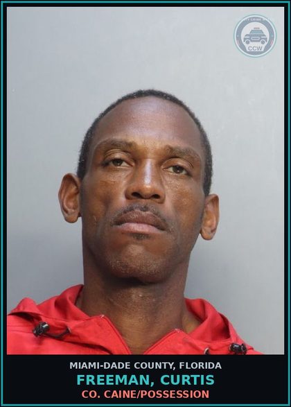 CCW arrest card for FREEMAN, CURTIS in Miami-Dade County: COCAINE/POSSESSION
