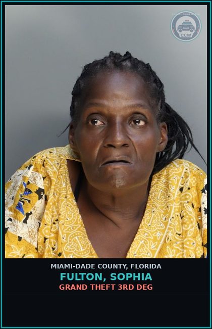 CCW arrest card for FULTON, SOPHIA in Miami-Dade County: POSS/DRUGS W/O PRESC