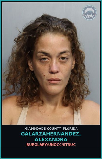 CCW arrest card for GALARZAHERNANDEZ, ALEXANDRA in Miami-Dade County: BURGLARY/UNOCC/STRUC