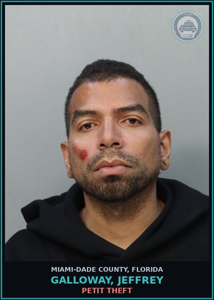 CCW arrest card for GALLOWAY, JEFFREY in Miami-Dade County: PETIT THEFT