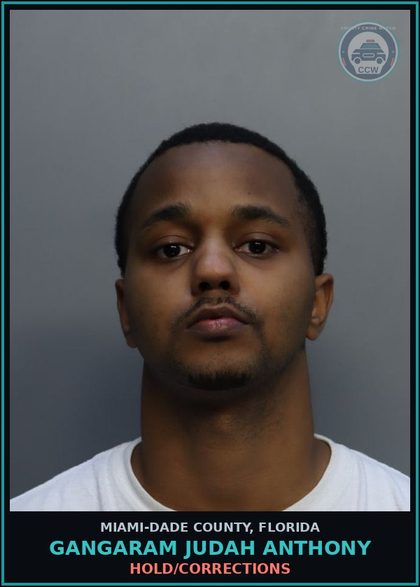 CCW arrest card for GANGARAM JUDAH  ANTHONY in Miami-Dade County: HOLD/CORRECTIONS