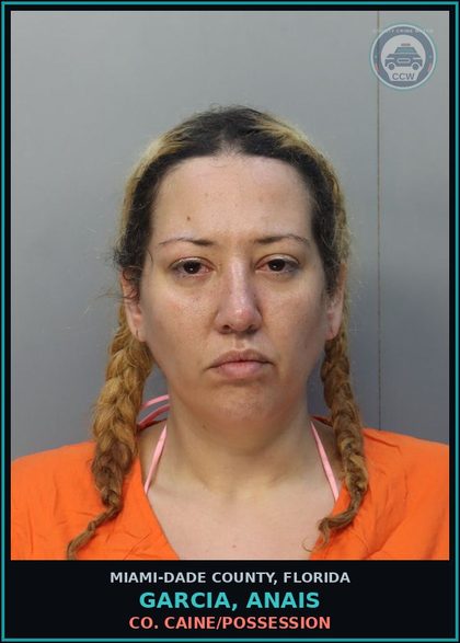 CCW arrest card for GARCIA, ANAIS in Miami-Dade County: COCAINE/POSSESSION