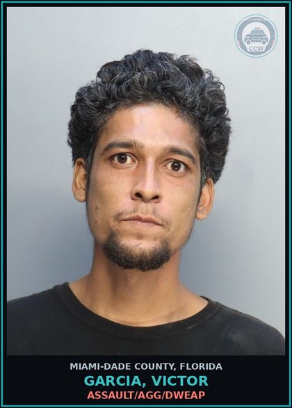CCW arrest card for GARCIA, VICTOR in Miami-Dade County: ASSAULT/AGG/DWEAP