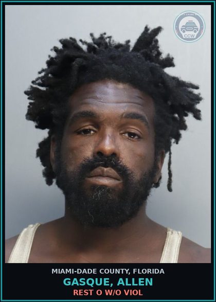 CCW arrest card for GASQUE, ALLEN in Miami-Dade County: REST O W/O VIOL