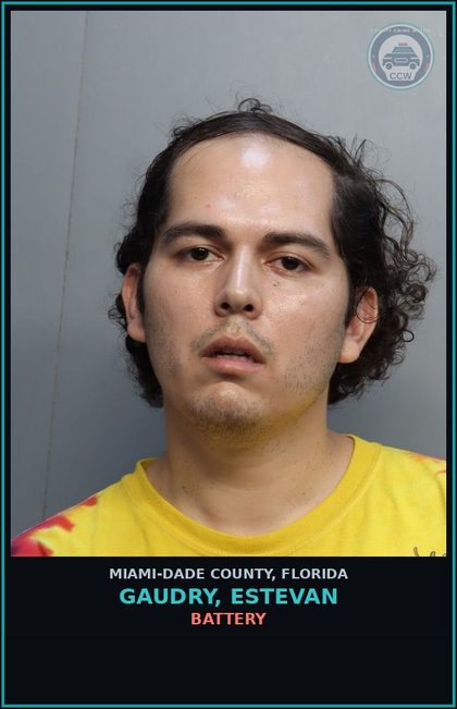 CCW arrest card for GAUDRY, ESTEVAN in Miami-Dade County: BTRY/FIRE/COR