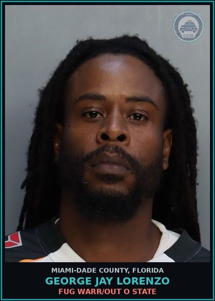 CCW arrest card for GEORGE JAY  LORENZO in Miami-Dade County: FUG WARR/OUT O STATE