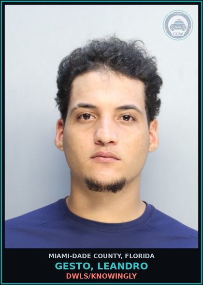 CCW arrest card for GESTO, LEANDRO in Miami-Dade County: DWLS/KNOWINGLY