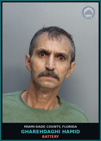 CCW arrest card for GHAREHDAGHI HAMID in Miami-Dade County: BATTERY