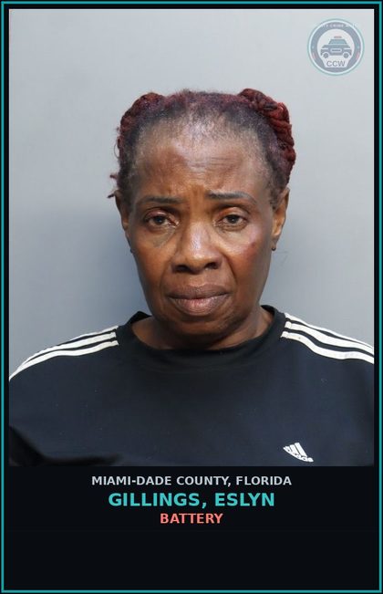 CCW arrest card for GILLINGS, ESLYN in Miami-Dade County: BATTERY