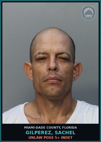 CCW arrest card for GILPEREZ, SACHEL in Miami-Dade County: UNLAW POSS 5+ INDET