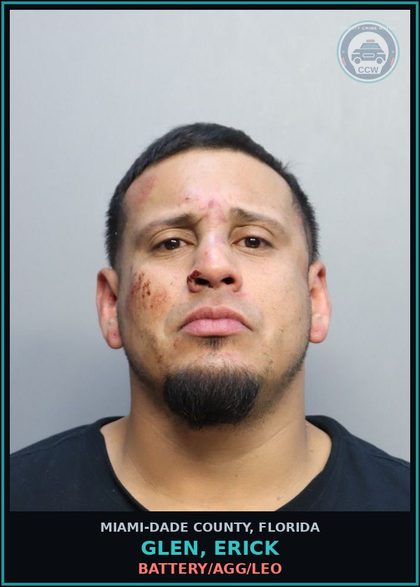CCW arrest card for GLEN, ERICK in Miami-Dade County: AMPH/TRF/28G>/<200G