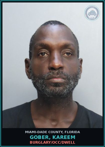 CCW arrest card for GOBER, KAREEM in Miami-Dade County: BURGLARY/OCC/DWELL