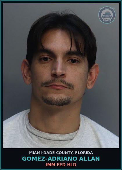 CCW arrest card for GOMEZ-ADRIANO ALLAN in Miami-Dade County: HOLD FOR IMMIGRATION