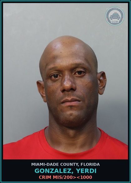 CCW arrest card for GONZALEZ, YERDI in Miami-Dade County: CRIM MIS/200><1000