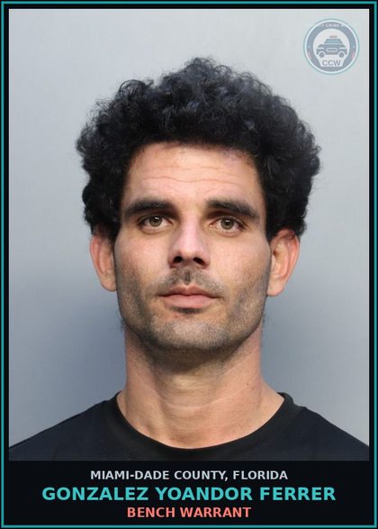 CCW arrest card for GONZALEZ YOANDOR  FERRER in Miami-Dade County: BENCH WARRANT