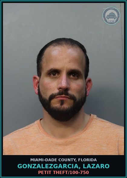 CCW arrest card for GONZALEZGARCIA, LAZARO in Miami-Dade County: PETIT THEFT/100-750
