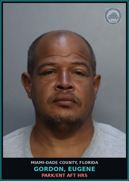 CCW arrest card for GORDON, EUGENE in Miami-Dade County: PARK/ENT AFT HRS