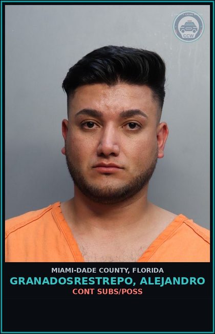 CCW arrest card for GRANADOSRESTREPO, ALEJANDRO in Miami-Dade County: CONT SUBS/POSS