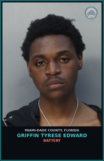CCW arrest card for GRIFFIN TYRESE  EDWARD in Miami-Dade County, Florida: BATTERY