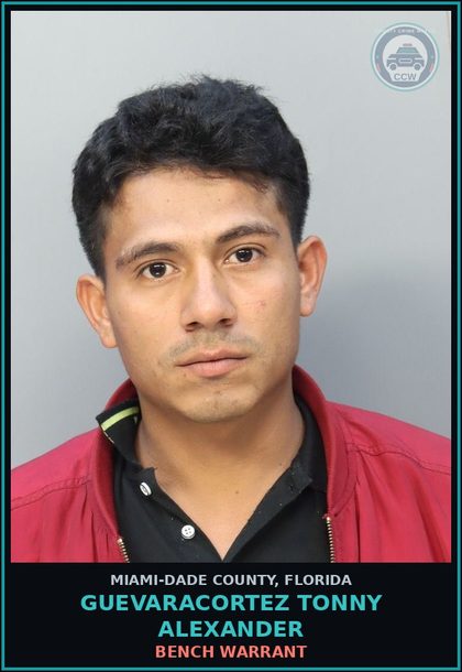 CCW arrest card for GUEVARACORTEZ TONNY  ALEXANDER in Miami-Dade County: BENCH WARRANT