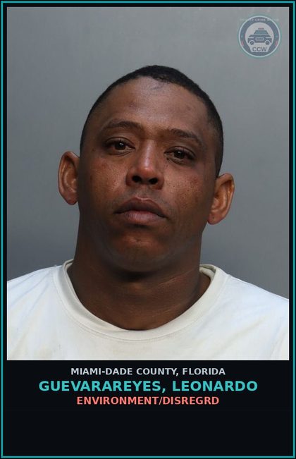 CCW arrest card for GUEVARAREYES, LEONARDO in Miami-Dade County: ENVIRONMENT/DISREGRD
